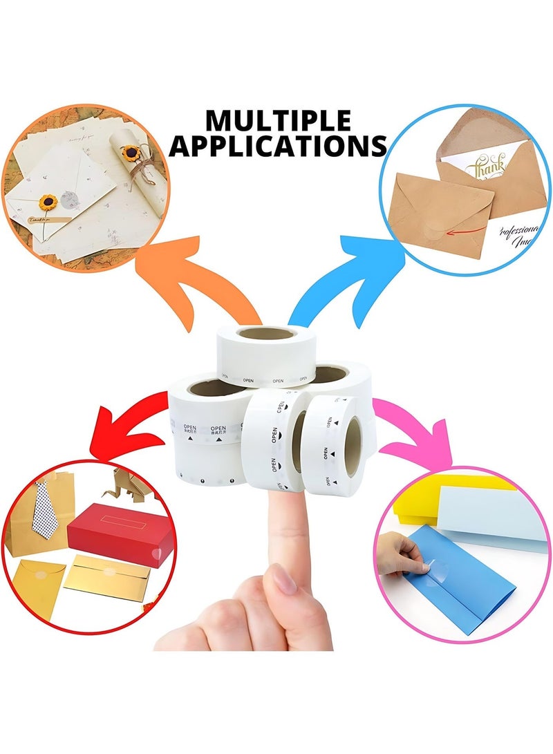 ALMiHomi Transparent OPEN Sticker Labels Roll, Waterproof Adhesive Seal Stickers, 30x20mm, 1000 Pcs, Clear Envelope Sealing Labels for Packaging - Image 2